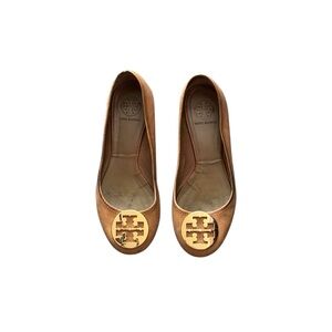 Tory Burch Tan Leather Logo Ballet Flats